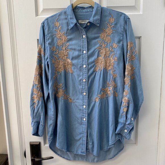 Zara Woman Premium Denim Collection Embroidered Shirt - Picture 5 of 5